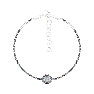 Pulsera Diamantes 1 Cuadrado Negro Ajustable Gris